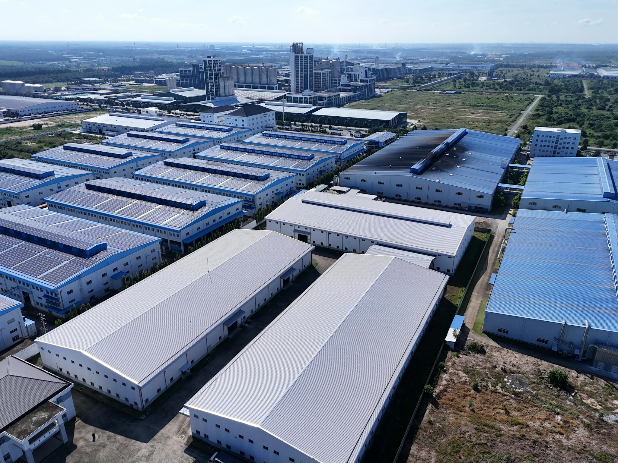 Aerial shot showcasing a large industrial park in Thành phố Thủ Dầu Một, Bình Dương, Vietnam.